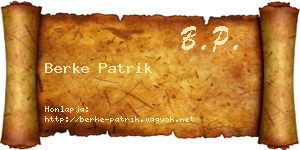 Berke Patrik névjegykártya